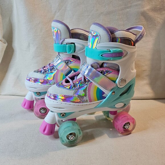 Sulifeel Adjustable Light Up Rainbow Child Roller Skates - 1.5Y - 5Y - Picture 1 of 7